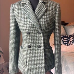 Theory Green Houndstooth Blazer